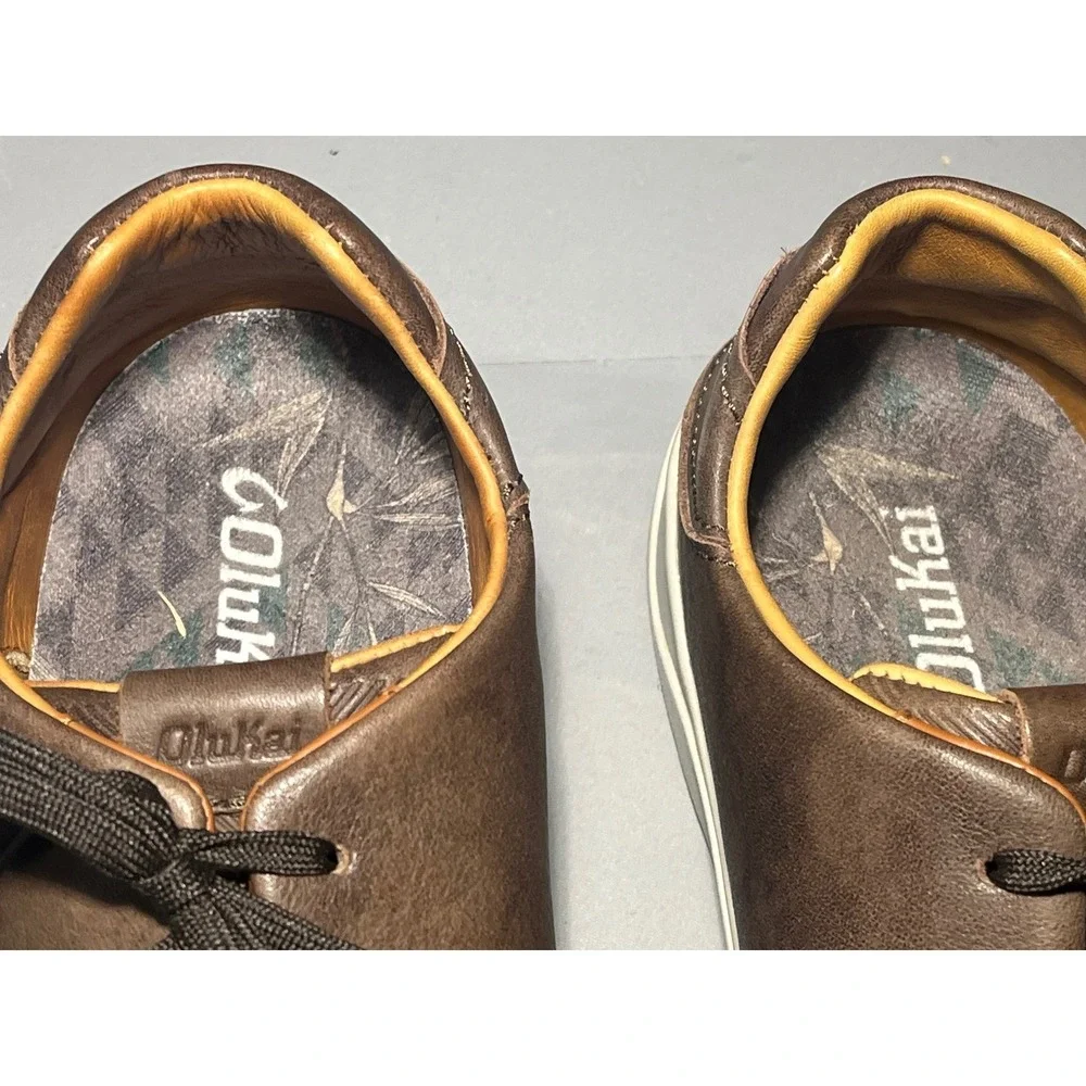 OluKai Lae'ahi Li 'Ili Men Brown Leather Sneakers Shoes EU 43 US 9  10443-4040